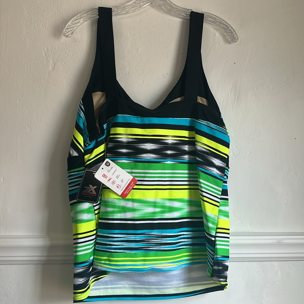 ZeroXposur Swimwear Tankini Top Stripes UPF 30+ Quick Dry Material NWT - Picture 6 of 8